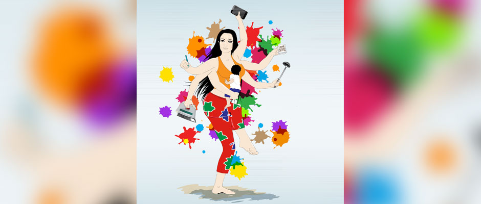 Illustration: Woman multitasking